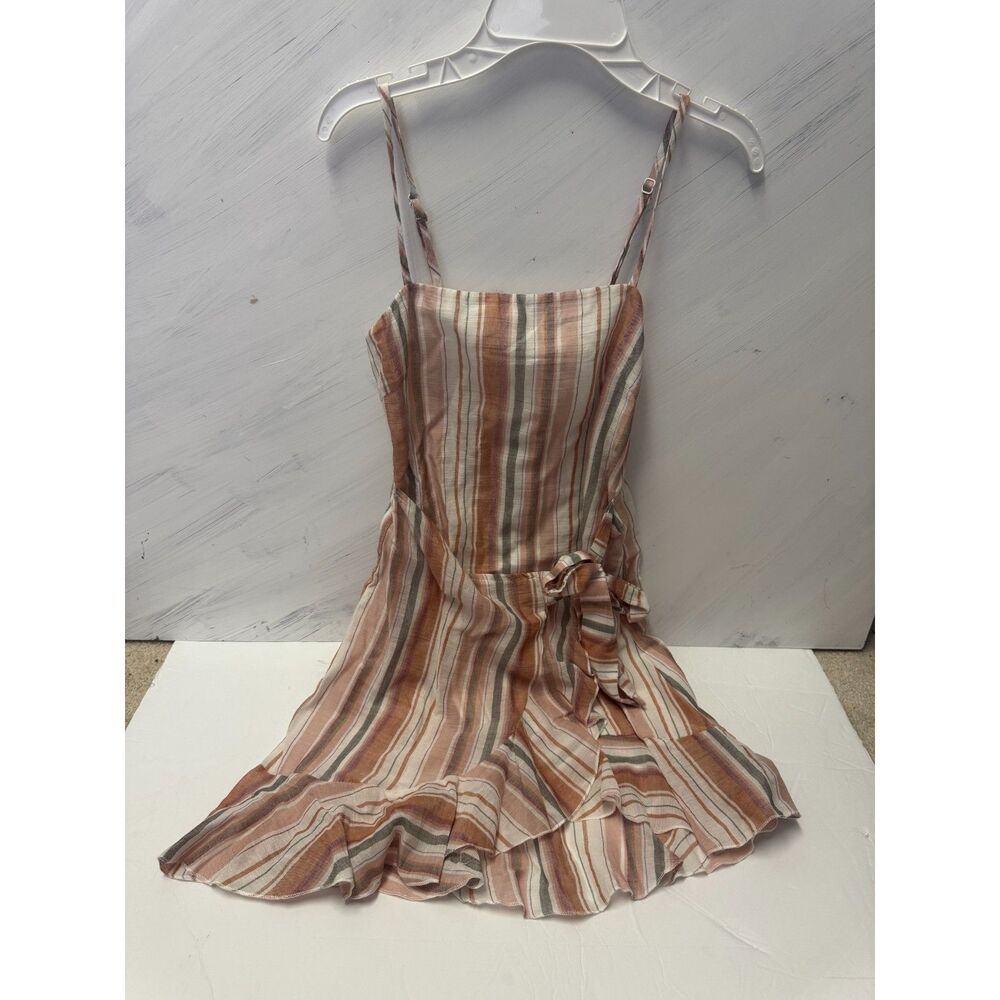 Princess Polly Blush Brown Stripe Mini Dress Size US 2 New with Tags